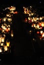 Candle lights on graves in cemetery in Poland on All SaintsÃ¢â¬â¢ Day or All SoulsÃ¢â¬â¢ Day or Halloween or Zaduszk